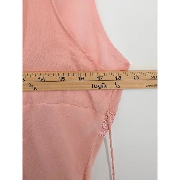 Y2K Silk Tank Top Lace Trim Womens XL Pink Soft Pastel Fairycore Ballet Coquette - Picture 6 of 8
